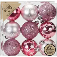 Merkloos Inge Christmas Goodz kerstballen - 18x st- 6 cm - kunststof - roze - Kerstbal