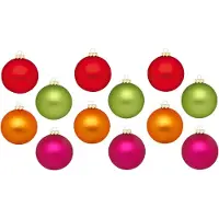 Merkloos Inge Christmas Kerstballen - 12x - gekleurd - 8 cm - glas - Kerstbal