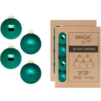 Merkloos Kerstballen van glas - 24x - donkergroen- 8 cm -milieubewust verpakt - Kerstbal