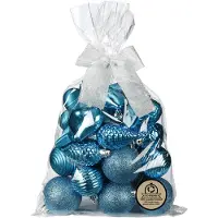 Merkloos Inge Christmas kerstballen en hangers -30x -kunststof -turquoise - Kerstbal