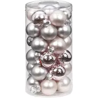 Merkloos 60x stuks kleine glazen kerstballen lichtroze 4 cm - Kerstbal