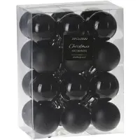 B2X 24x stuks kleine kunststof kerstballen zwart 3 cm - Kerstbal