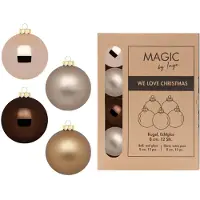Merkloos Kerstballen van glas - 12x - bruin tinten - 8 cm -milieubewust verpakt - Kerstbal