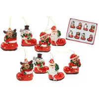 Merkloos Kersthangers -kerst figuren in laars -16x stuks - kunststof - 3,5 cm - Kersthangers