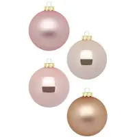 Merkloos Inge Christmas Kerstballen - 12st - glas - parel roze - 8cm - Kerstbal