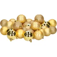 Merkloos Kunststof kerstballen 40x stuks goud mix 6 cm - Kerstbal
