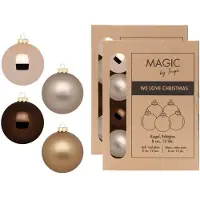 Merkloos Kerstballen van glas - 24x - bruin tinten - 8 cm -milieubewust verpakt - Kerstbal