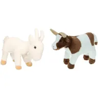 Merkloos Pluche knuffel boerderijdieren set Koe en Geit van 22 cm - Knuffel boederijdieren