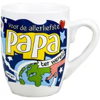 Merkloos Koffiemok/theebeker voor de allerliefste papa ter wereld verjaardag/Vaderdag 300 ml - feest mokken
