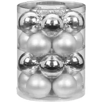 Merkloos 40x stuks glazen kerstballen elegant zilver mix 6 cm glans en mat - Kerstbal