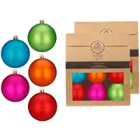Merkloos Kerstballen van kunststof - 12x - gekleurd- 8 cm -milieubewust verpakt - Kerstbal