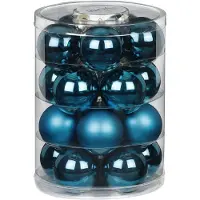 Merkloos 40x stuks glazen kerstballen diep blauw 6 cm glans en mat - Kerstbal
