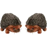 Merkloos Set van 2x stuks pluche knuffel dieren Egel van 17 cm - Knuffeldier