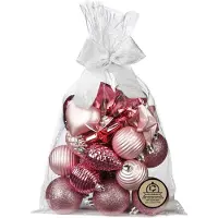 Merkloos Inge Christmas kerstballen en hangers -30x -kunststof -roze - Kerstbal