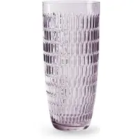 Merkloos Bloemenvaas - paars transparant glas - stripes motief - H30 x D13 cm - Vazen