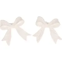 Merkloos 6x Kerstornamenten kersthangers witte strikjes 11 cm - Kersthangers