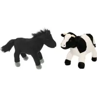 Merkloos Pluche knuffel boerderijdieren set Koe en Paard van 20 cm - Knuffel boederijdieren