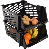 Merkloos 2x Aardappelbak Zwart Groentenmand Fruitmand