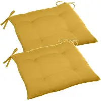 Merkloos Set van 2x stuks stoelkussens voor binnen en buiten in de kleur geel 40 x 40 x 4 cm - tuinstoelkussens