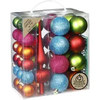 Merkloos Inge Christmas kerstballen -39-dlg- gekleurd - kunststof - met piek - Kerstbal