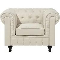 Beliani CHESTERFIELD - Fauteuil-Beige-Polyester