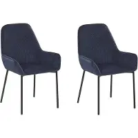 Beliani LOVERNA - Eetkamerstoel-Blauw-Corduroy