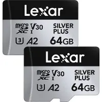 Lexar MicroSDXC Silver Plus UHS-1 64GB V30 dubbelpak