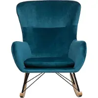 Beliani ELLAN - Schommelfauteuil-Blauw-Fluweel