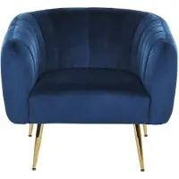 Beliani LACONIA - Fauteuil-Blauw-Fluweel