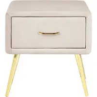 Beliani FLAYAT - Nachtkastje-Beige-Fluweel