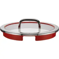 WMF Potdeksel 24cm Glasdeksel Functie 4 Siliconen Glas Roestvrij Staal Rood, Pan deksel, Zilver