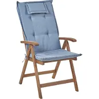 Beliani AMANTEA - Tuinstoel set van 6 - Donkerbruin/Blauw - Acaciahout