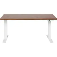 Beliani DESTINES - Elektrisch bureau - Donkerhout/Wit - 160 cm - MDF