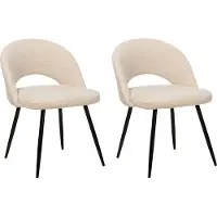 Beliani ONAGA - Eetkamerstoel-Beige-Bouclé
