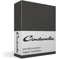 Cinderella Weekend - Topper Hoeslaken - tot 15 cm matrashoogte - Katoen - 200x200 cm - Antraciet