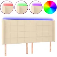 vidaXL Hoofdbord LED 203x16x118/128 cm stof crèmekleurig