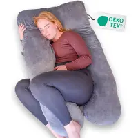 EL Life Zwangerschapskussen XXL U-Vorm - Zijslaapkussen - Lichaamskussen - Voedingskussen - Body Pillow - 140x80cm - Afneembare Minky Fleece Hoes, Grijs