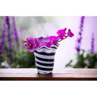 Loranto Bloemenvaas Zebra met paarse Binnenkant Mondgeblazen Glas 20 x 19 cm