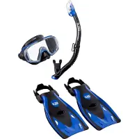 Tusa Sport Snorkelset Visio Tri-Ex Travel Set - Volwassenen Blauw L (40-46)