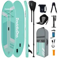 LifeGoods SUP Board - Luxe Set - met Zitje - Opblaasbaar Paddle Board - Max. 135KG - 320x81cm - Mintgroen