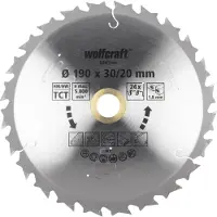 Wolfcraft Handcirkelzaagblad | Voor accu-handcirkelzagen | HM | Ø190 x 30/20mm | 1 stuk - 6347000