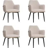 Bronx71 Scandinavische eetkamerstoel Lars beige gerecyclede stof - Eetkamerstoelen set van 4 - stoel