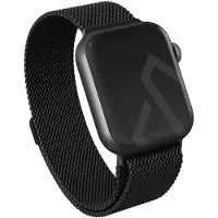 Burga Zilver Mesh Apple Watch 42 / 41 / 40 Mm Bandje Zwart