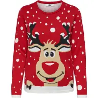 JDY Trui 'Lucia' lichtbruin / rood / zwart / wit