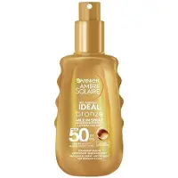 Garnier Ambre Solaire Ideal Bronze Milk-in-Spray SPF 50 – Zonnebrandspray 150 ml – Zeer Hoge UVA/UVB Bescherming – Hydraterende Zonnespray