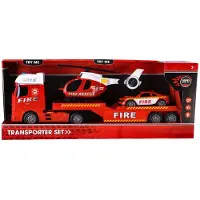 Rapid wheels Autotransporter Brandweer + Auto En Helikopter + Licht En Geluid