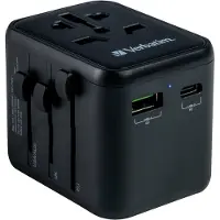 Verbatim UTA-02 Worldwide Travel Adapter + USB-A & USB-C