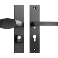 Axa Edge Plus veiligheidsbeslag voordeur rechthoekig Wing knop/Blok-kruk PC72 met kerntrekbeveiliging SKG3 - aluminium/zwart
