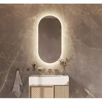 Schaere Ovale badkamerspiegel met directe en indirecte verlichting, verwarming, instelbare lichtkleur en dimfunctie 40×80 cm