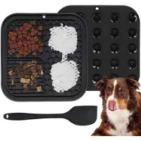 Springos Likmat Hond -Voermat - Hondenlikmat - 4 - Delig - Anti - Stress - Spatel - Zwart